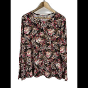 Lands' End Tropical Floral Print Long Sleeve Rash Guard Plus Size 1X Outdoor